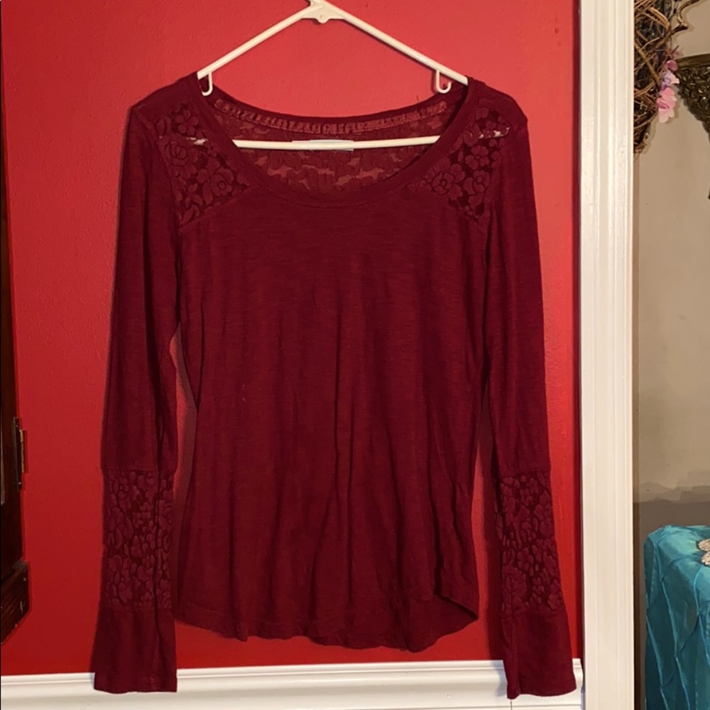 Maurices Deep Red and Laced long sleeve